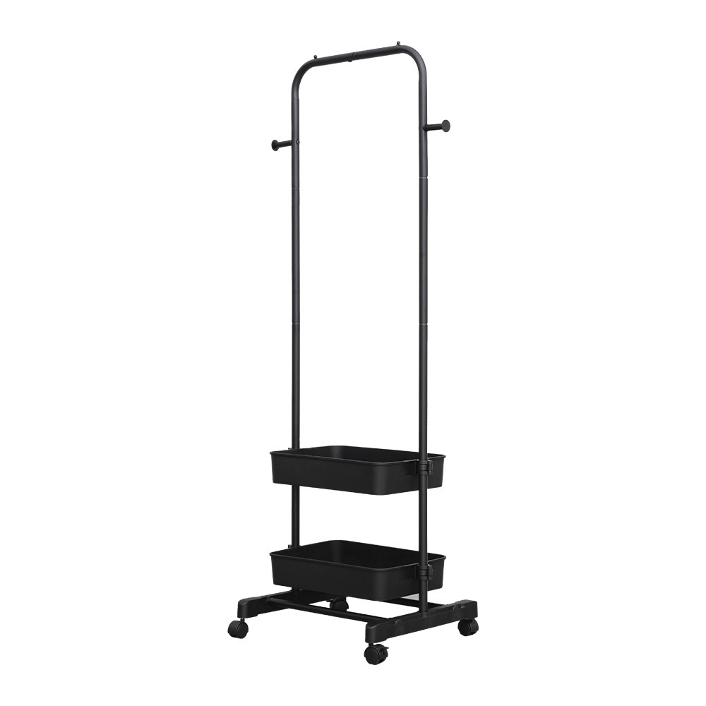 【Y HOUSE】Minimalist mobile coat rack, casual clothes rack, open fitting rack, hanging clothes rack, clothes rack, wardrobe rack with wheels - black, , large