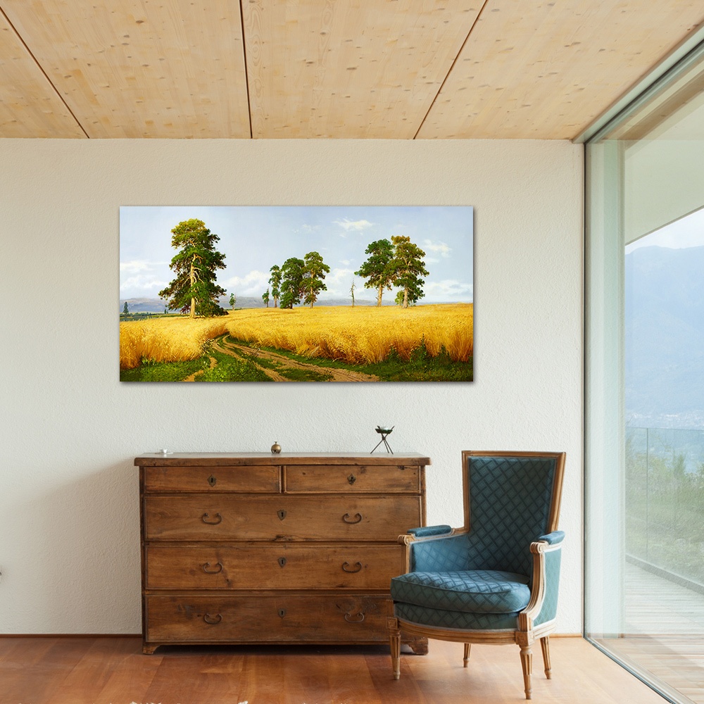 【御畫房】稻穀豐收 國家一級畫師手繪油畫60&times;120cm(VF-143), , large