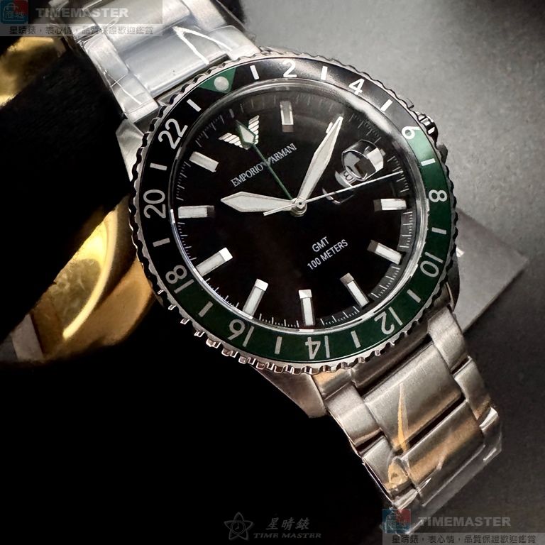 [星晴錶業]ARMANI手錶,42mm,AR00078黑色錶面銀錶殼銀色精鋼錶帶款, , large