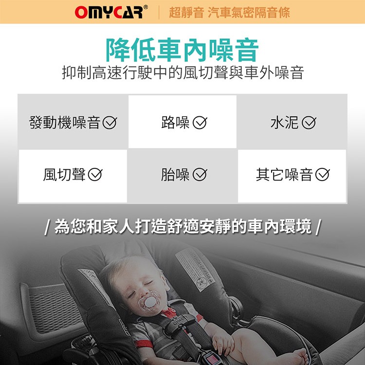 【OMyCar】氣密大師 超靜音汽車隔音條(A柱/B柱/C柱/車室氣密/尾門上緣) 防噪音 防撞條, , large