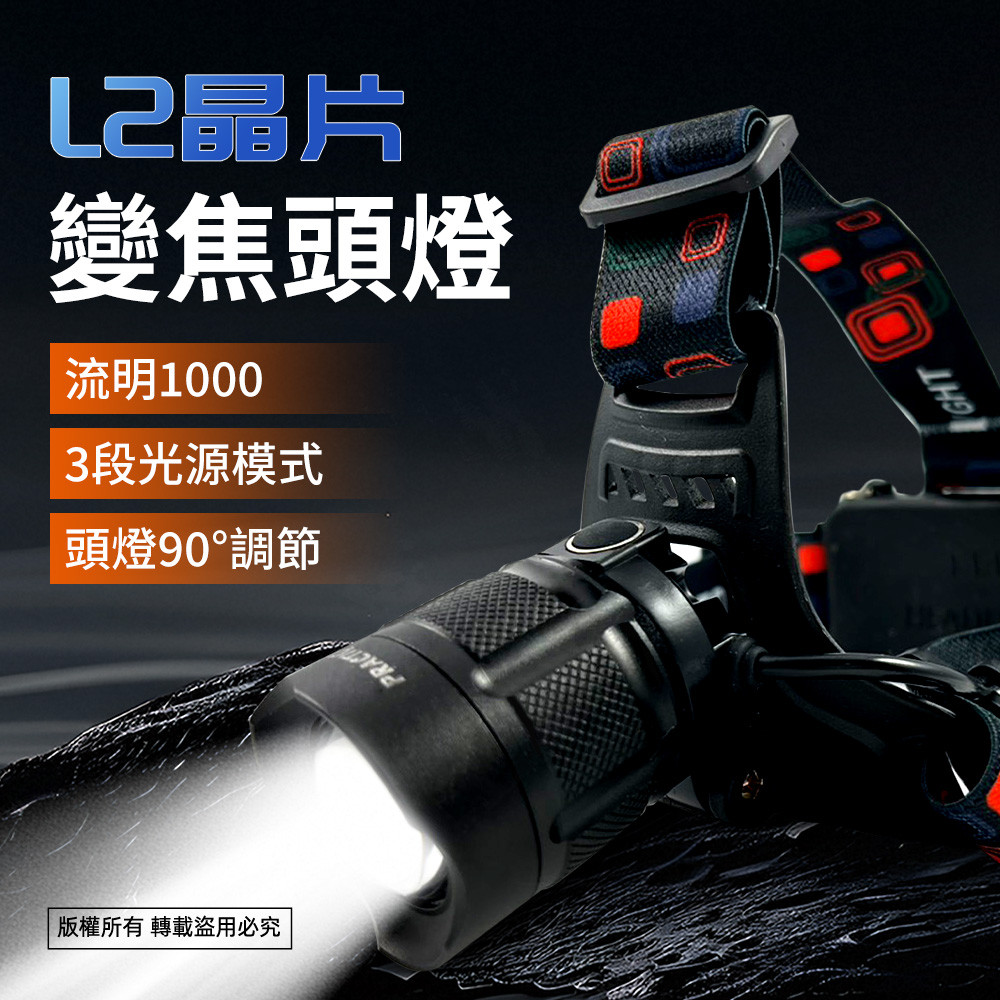實用牌L2晶片頭燈 PR-AH901 高亮度 三段光源 超省電設計停電 登山 施工必備, , large