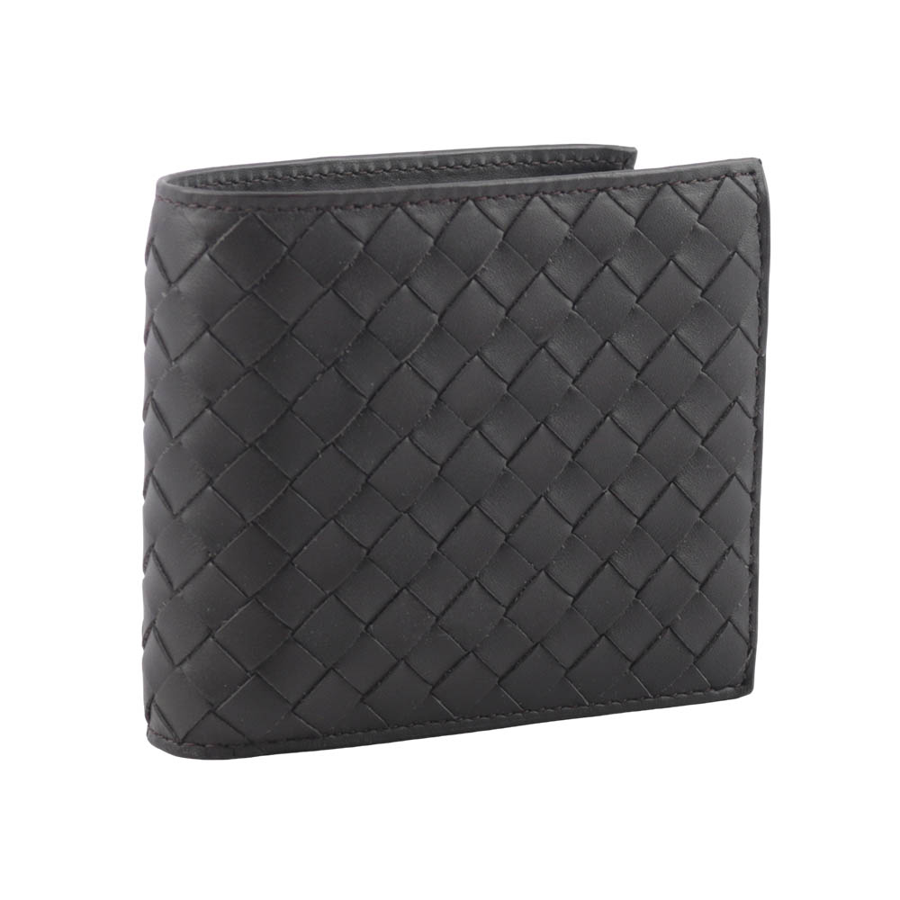 BOTTEGA VENETA 小牛皮編織零錢袋對開短夾/咖啡色, , large