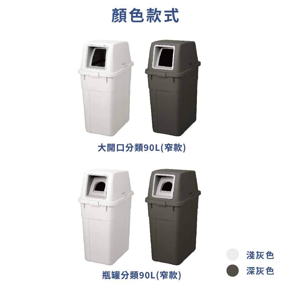 日本RISU｜W&W系列 大開口/瓶罐分類垃圾桶 90L, , large