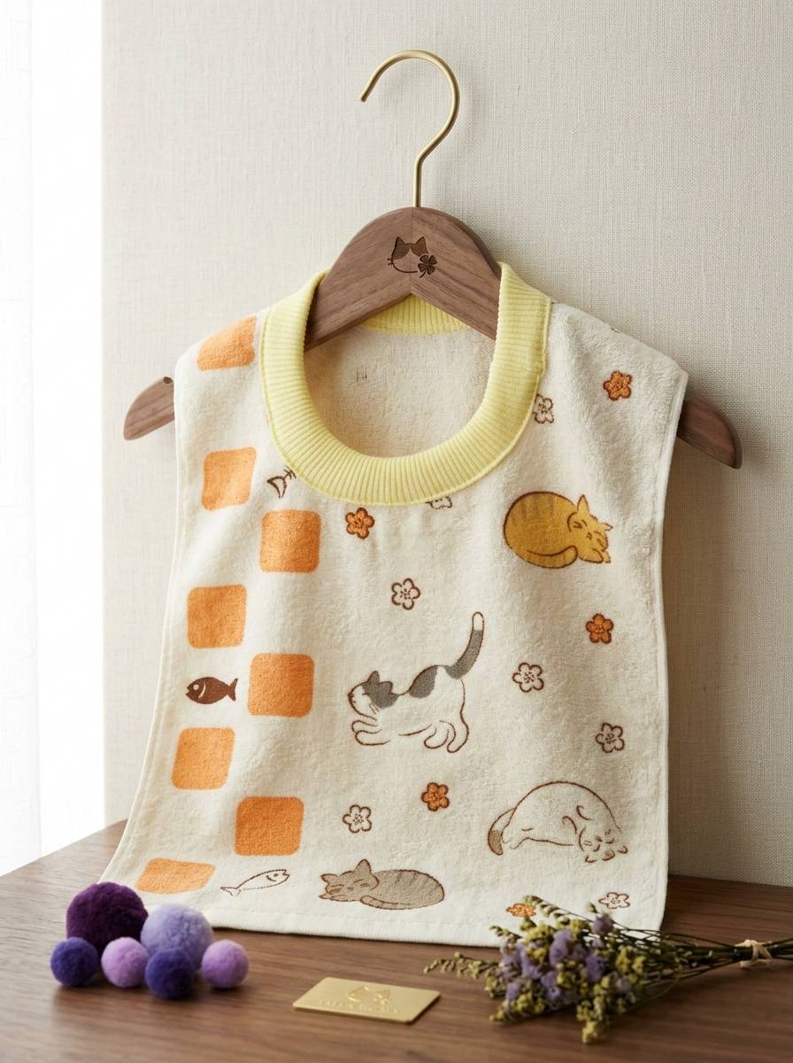 [Kaimei Cotton Industry] 8-pack Random Excellent MIT Made in Taiwan Skin-friendly Cotton Soft Pure Cotton Absorbent Children's Bib Cat Style, , large