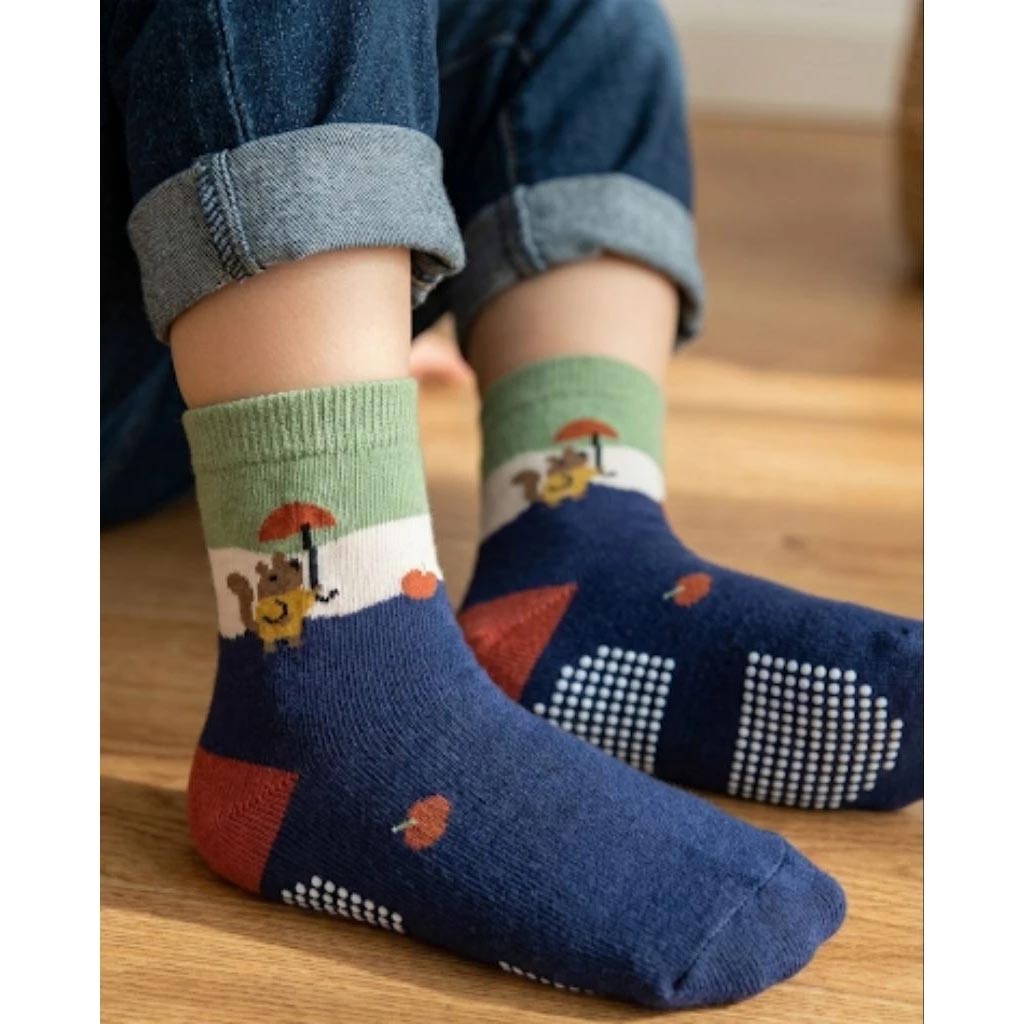 凱美棉業｜8雙組 純棉止滑童襪 童趣森林款 動物童襪 卡通童襪 可愛襪 男童女童襪 17-21cm, , large
