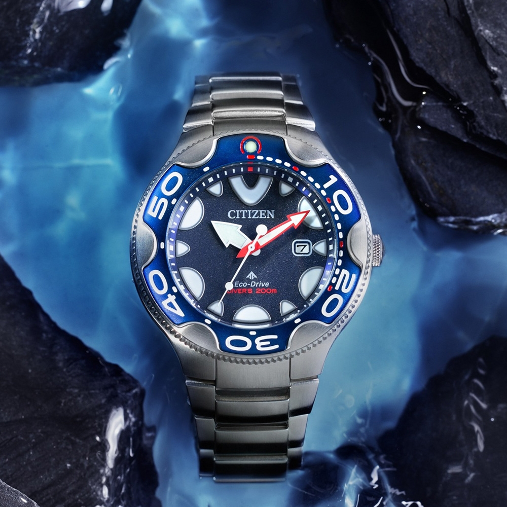 CITIZEN 星辰 PROMASTER 虎鯨 光動能200米潛水錶-46mm BN0231-52L, , large