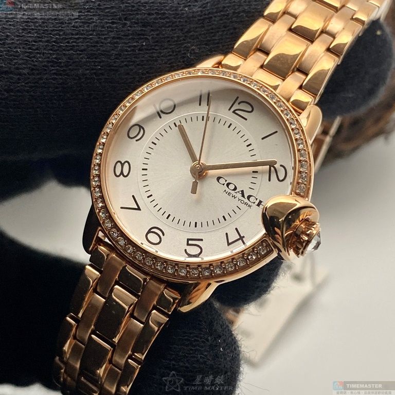 [星晴錶業]COACH手錶,28mm,CH00133白色錶面玫瑰金錶殼玫瑰金色精鋼錶帶款, , large