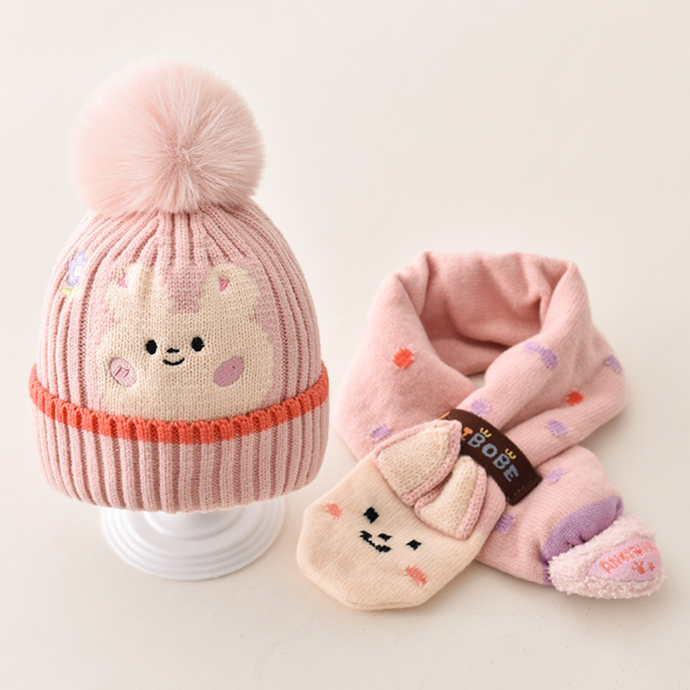 2-Piece Animal Ears Winter Hat and Scarf Set, , large