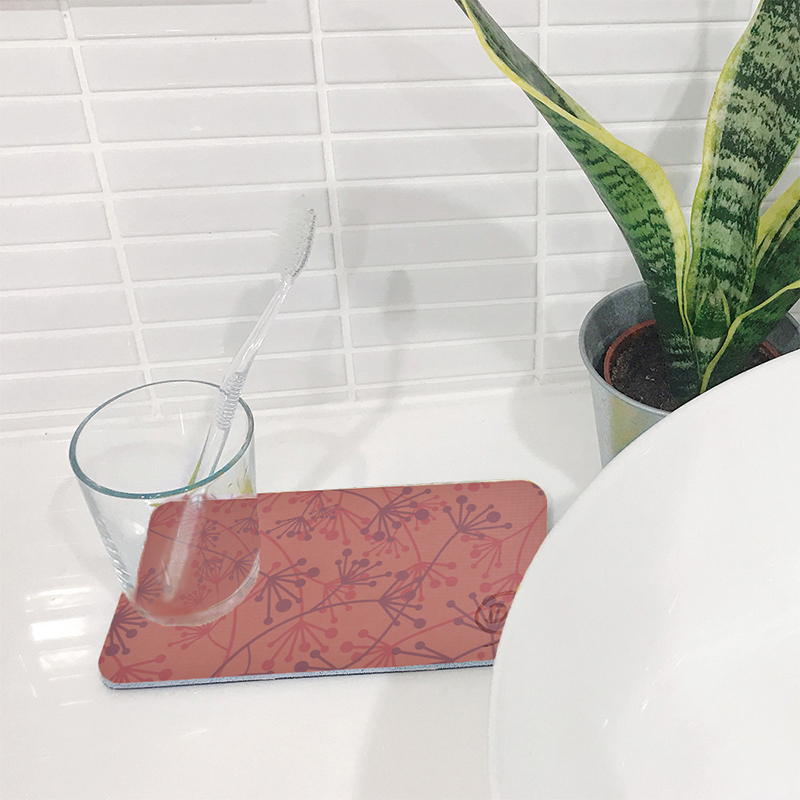 【Monster】 Soft Diatomaceous Earth Soap Dish Absorbent Mat (19x10cm) – Cloudy Sea Blossom, , large