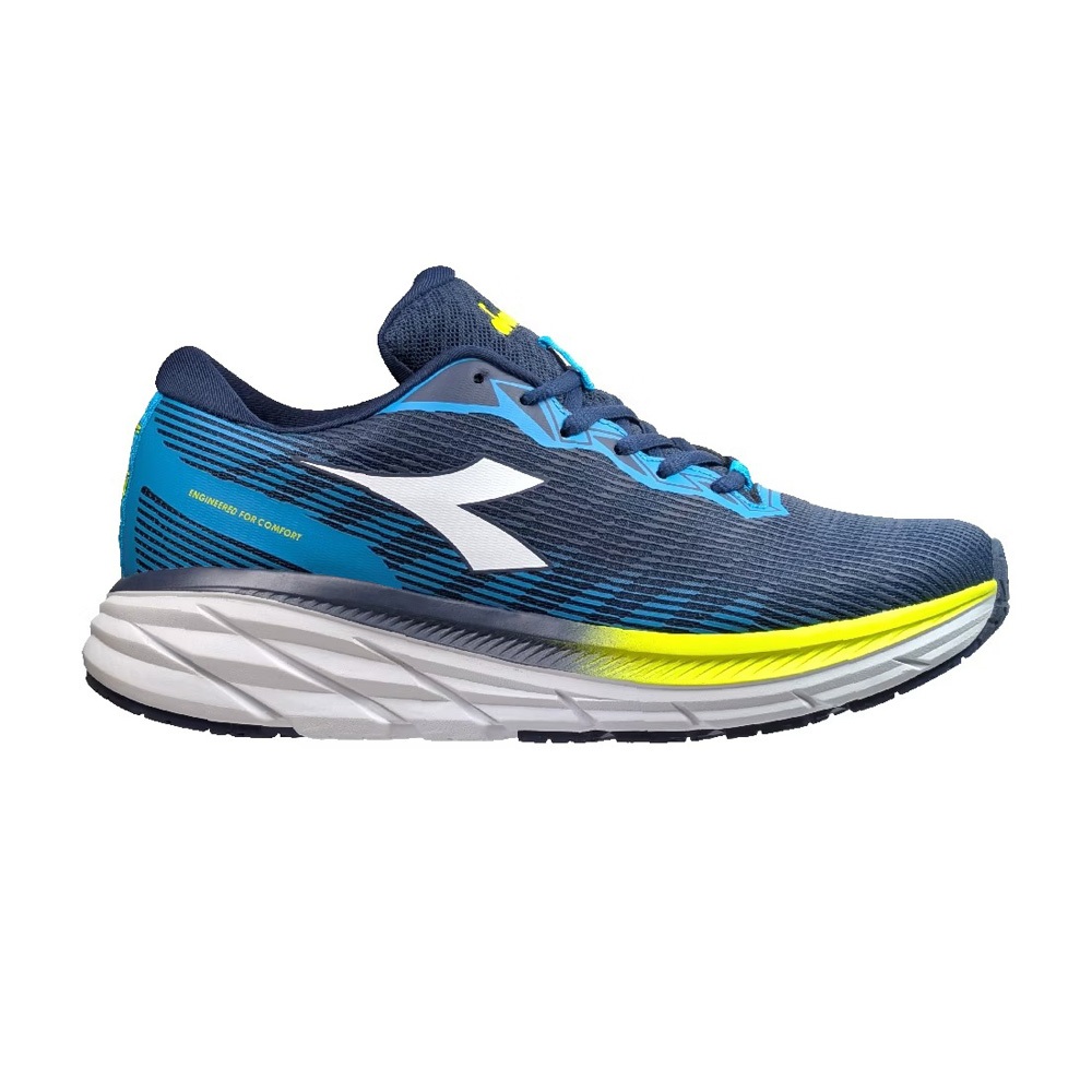 DIADORA迪亞多那 轟雷避震慢跑鞋 男運動鞋 男鞋 時尚 寬楦 輕盈 透氣 保護後跟 吸震 回彈 止滑 穩定 灰 藍, , large