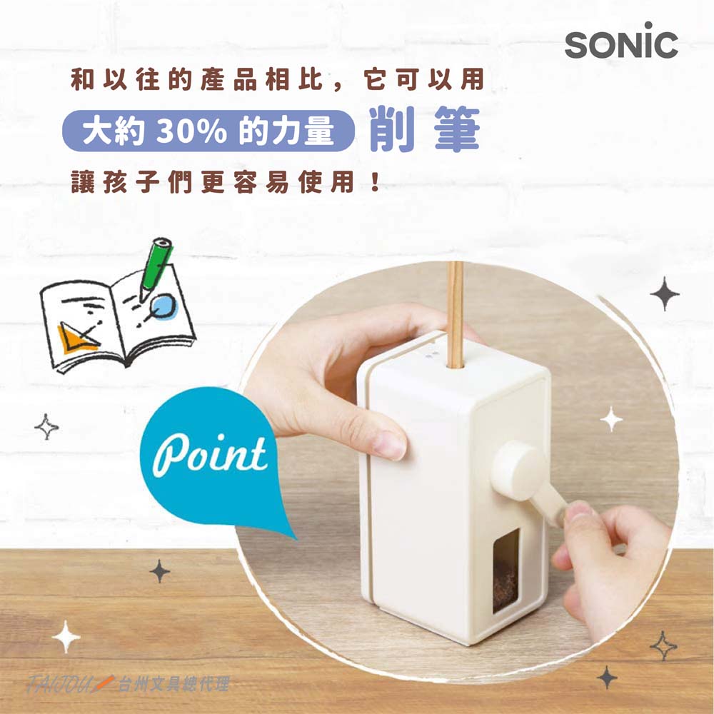 【龍品文創】日本SONIC 垂直手動筆機-LV-4635-白, , large