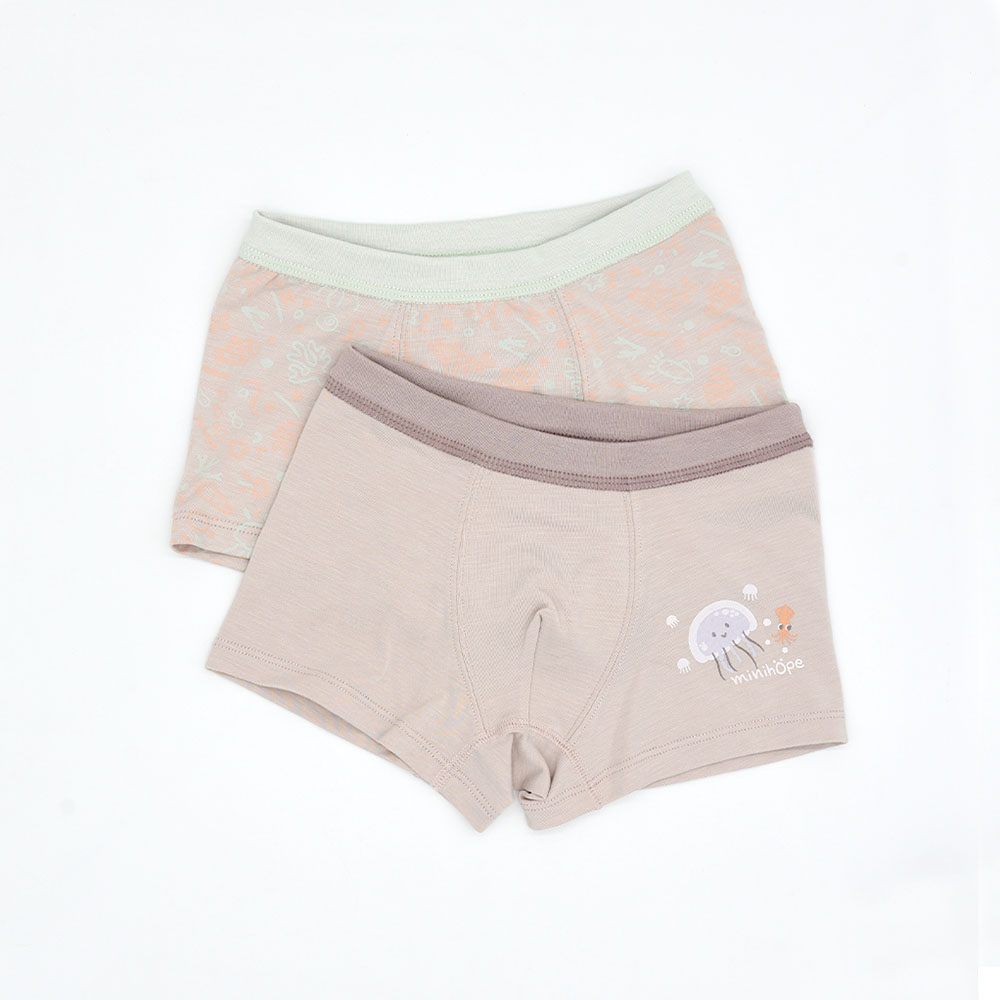 minihope美好的親子生活-沉靜海洋男童四角褲(2件組D), , large