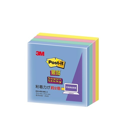 3M 654-4SS-MC1 利貼狠黏便條紙紙磚-混色(多款)654-4SS-MC2, , large