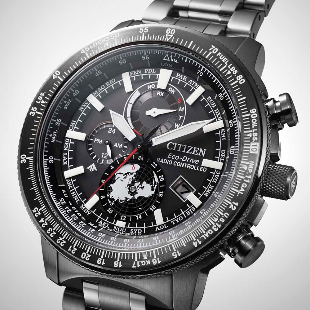 CITIZEN 星辰 PROMASTER 光動能電波飛行錶 北半球城市時間手錶 BY3005-56G, , large