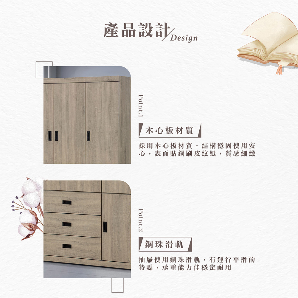 【Hampton 漢汀堡】卡恩詩灰梧桐4X7尺衣櫥, , large