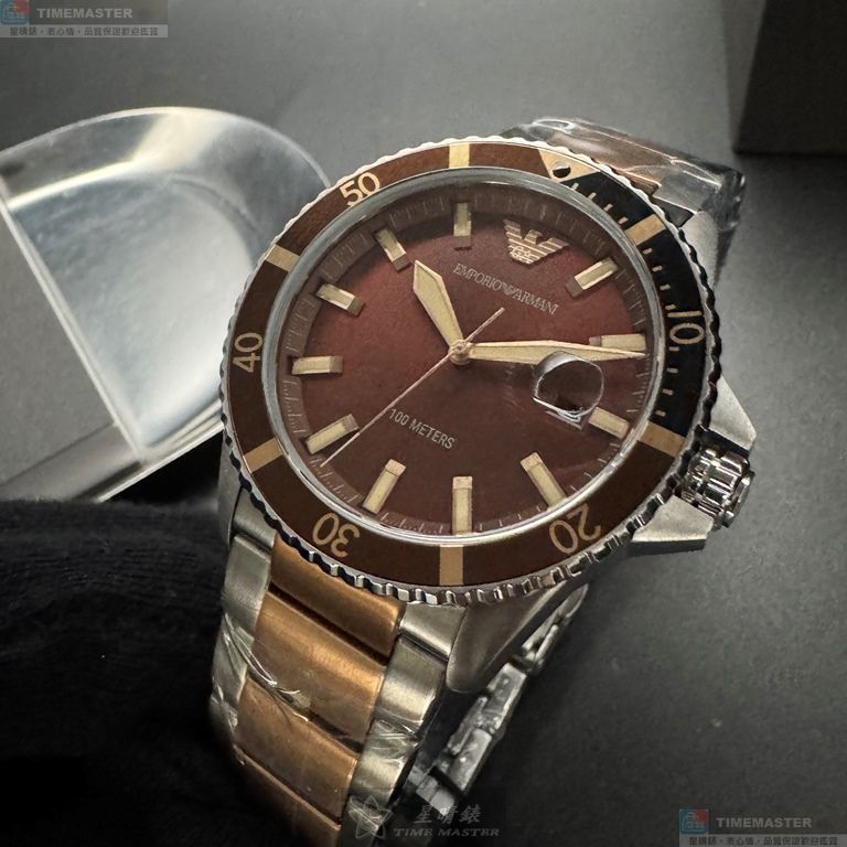 [星晴錶業]ARMANI手錶,42mm,AR00083古銅色錶面古銅色錶殼金銀相間精鋼錶帶款, , large