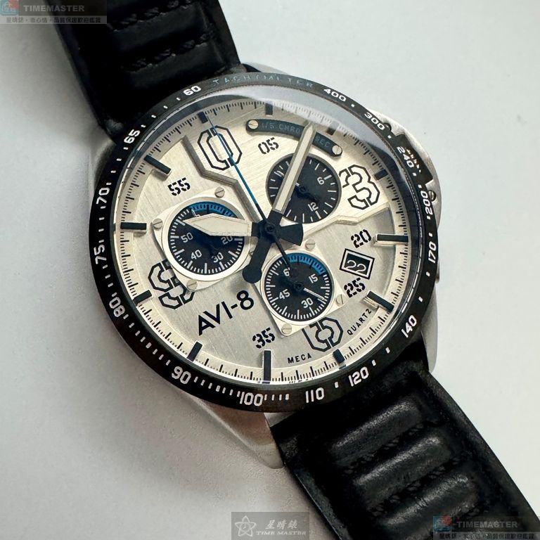 [星晴錶業]新品牌手錶,44mm,AV52669鈦金色錶面銀錶殼深黑色真皮皮革錶帶款, , large