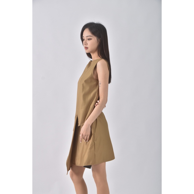 (M) fashion design不規則棕色洋裝二手衣, , large
