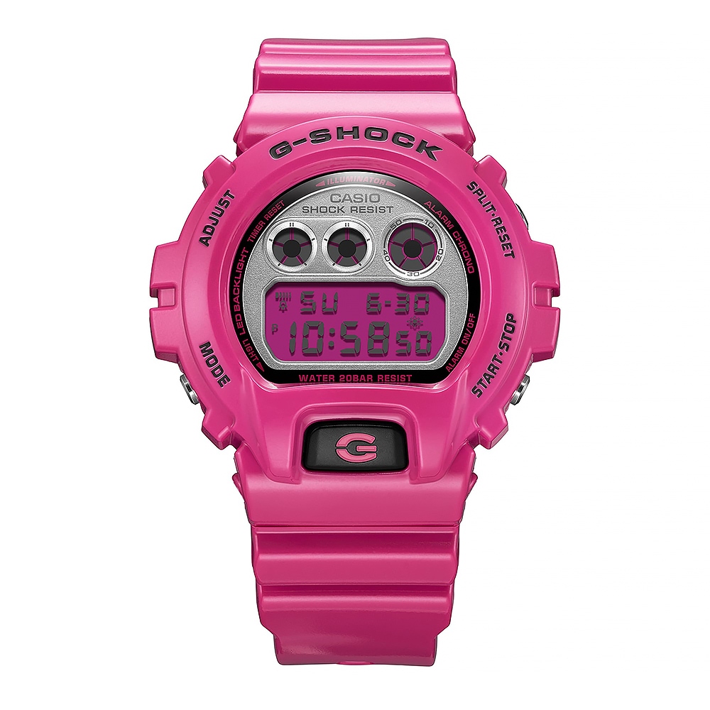 CASIO 卡西歐 G-SHOCK 復刻2000年代色彩電子錶-粉 DW-6900RCS-4, , large