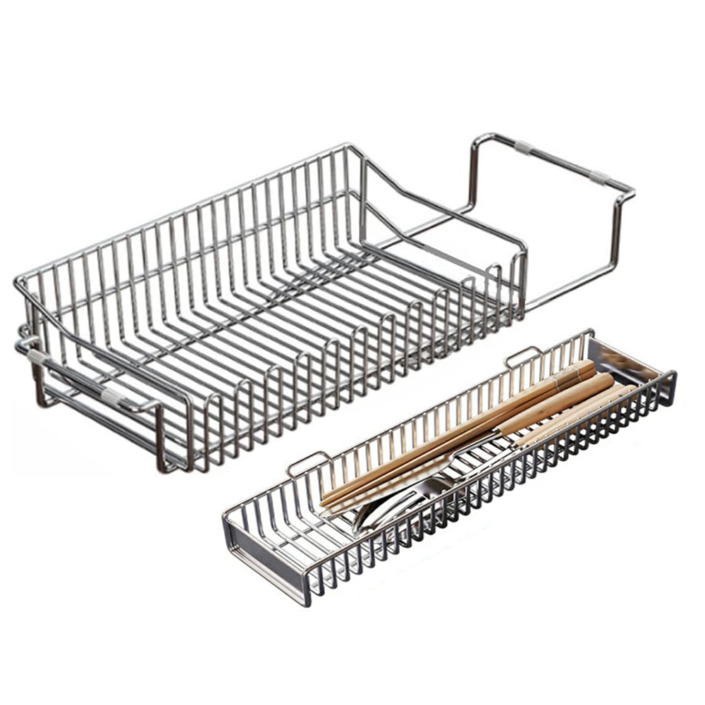 304 stainless steel retractable sink rack with handrails, , large