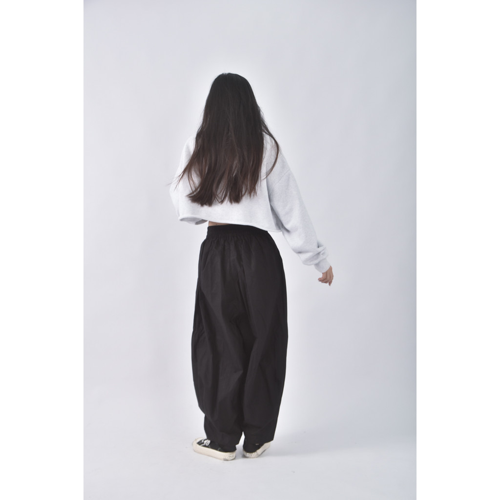 (S) 六和四季高腰棉質純棉黑色長褲二手衣, , large