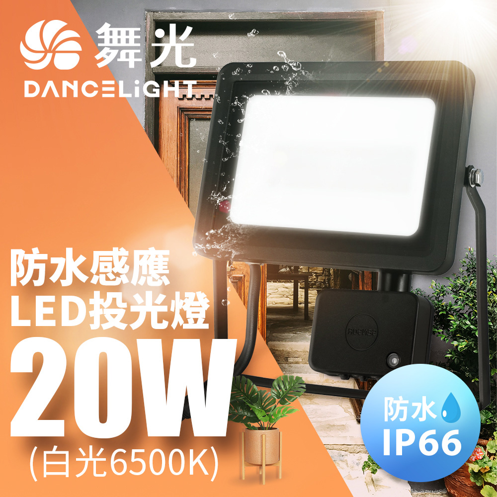 DanceLight舞光 微波感應泛光燈20W IP66防水 防眩強化玻璃(白光/黃光), , large