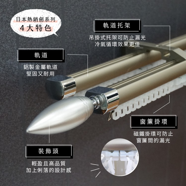 Ken Series 'Zero' &ndash; Double Curtain Rod | Extendable Aluminum Track | Smooth Glide | DIY Friendly | Decorative End Cap, , large