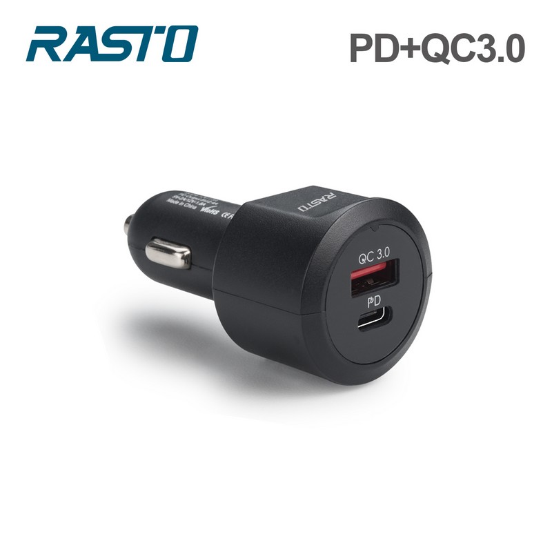 RASTO RB12 車用18W PD+QC3.0雙孔快充器, , large