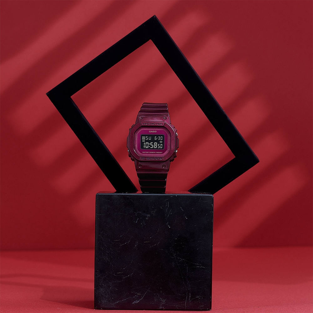 CASIO 卡西歐 G-SHOCK 勃根地酒紅系列 方形電子手錶 GMD-S5600RB-4, , large