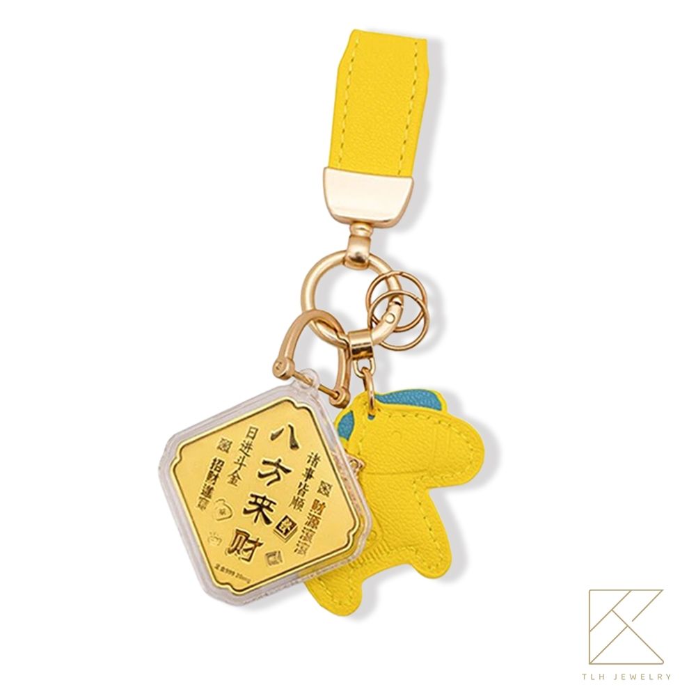【TLH】999純金 馬上好運 黃金金箔吊飾 隨機贈送馬年御守 (馬年 過年 送禮), , large