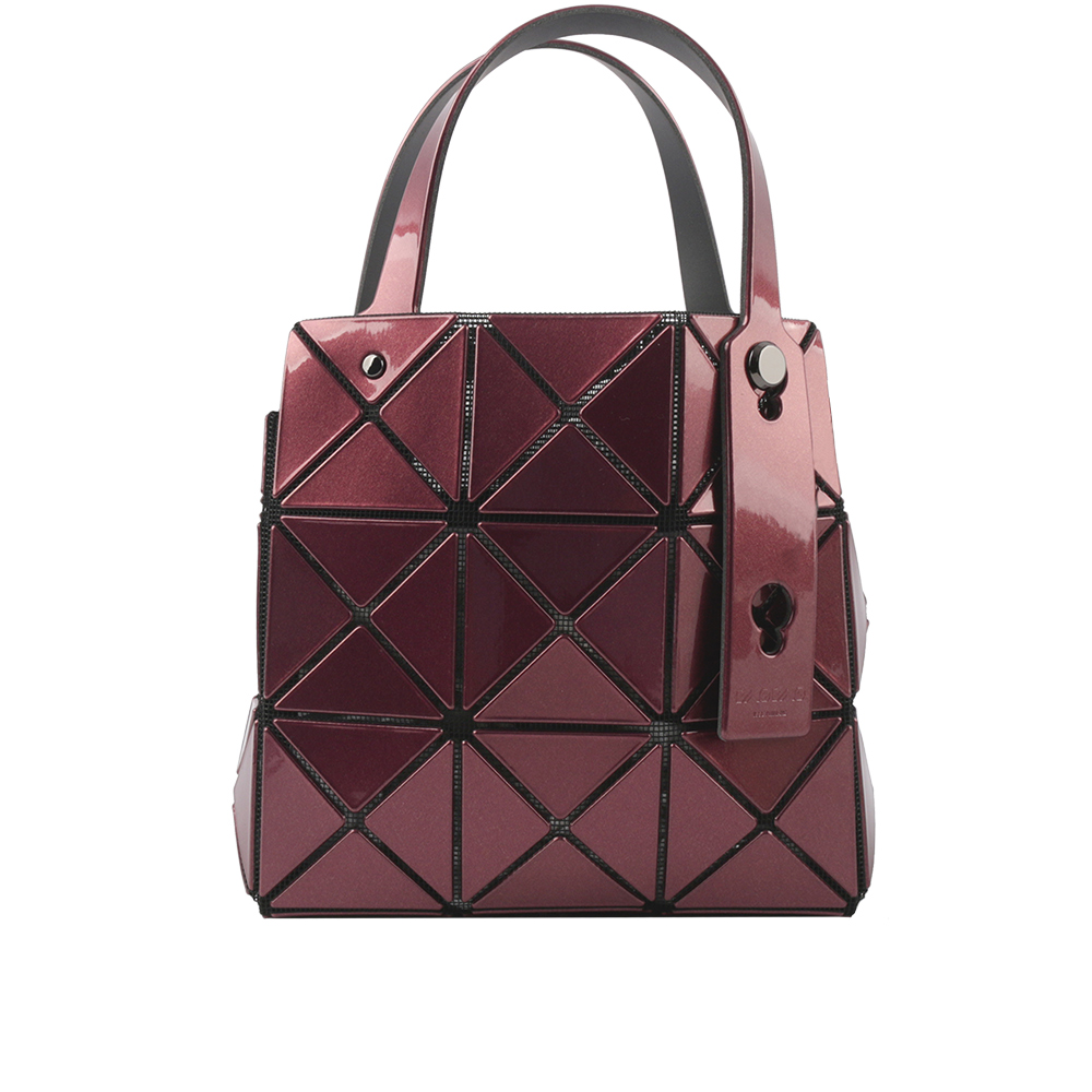 ISSEY MIYAKE BAO BAO CARAT-2 3X3 亮面金屬色手提小方盒/酒紅色, , large