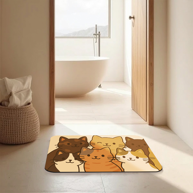 【Monster】 Soft Diatomaceous Earth Absorbent Mat &ndash; Nordic Animal Series (60x40cm) &ndash; Meow Squad, , large