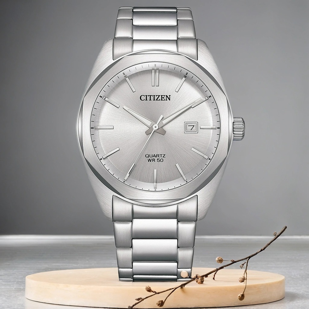 CITIZEN 星辰 限量 紳士日期手錶 送禮-銀/41mm BI5110-54A, , large