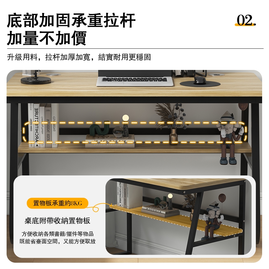 [C&D]極簡風書桌80款-優雅胡桃(黑架), , large