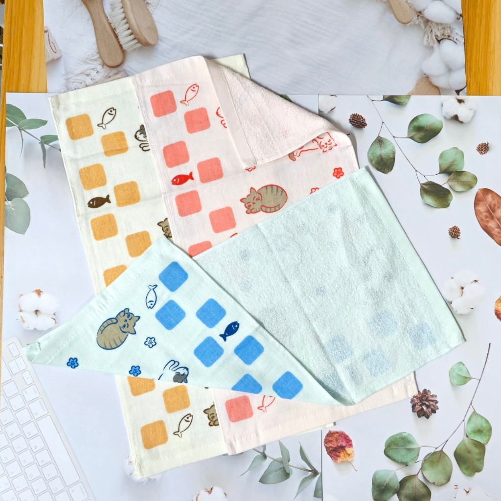 [Kaimei Cotton Industry] 12 in the group, random and excellent, MIT made in Taiwan, cute half-cotton, half-gauze children's towel, pure cotton, soft, comfortable and water-absorbent, , large