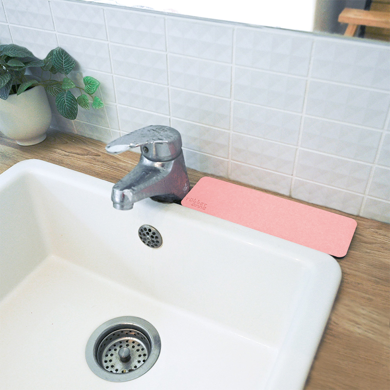 【Monster】 Soft Diatomaceous Earth Washbasin Absorbent Mat (24x8cm) – Warm Pink, , large