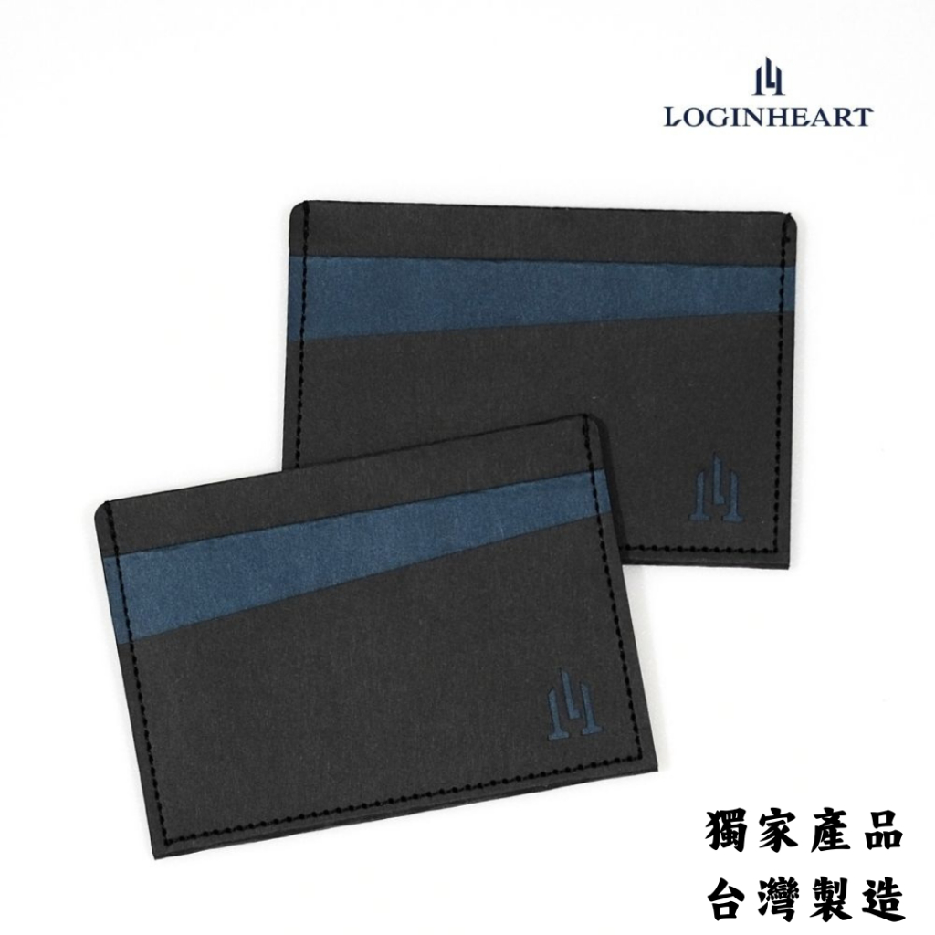 [LOGINHEART]免取卡正面感應卡夾 紳士黑藍 可客製 悠遊卡/信用卡/各類卡片 直接感應不受其他卡片干擾, , large