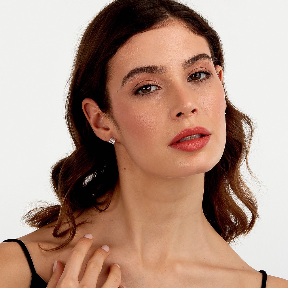 【快速出貨】MORELLATO Tesori系列 925純銀立方耳環 SAIW178, , large