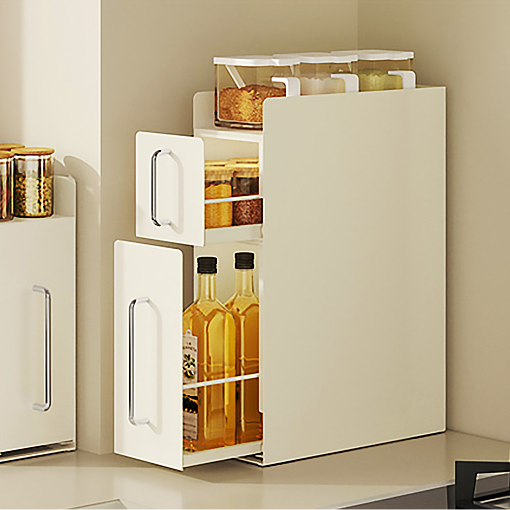 【AOTTO】廚房檯面雙層抽拉調料收納置物架(KC-009), , large