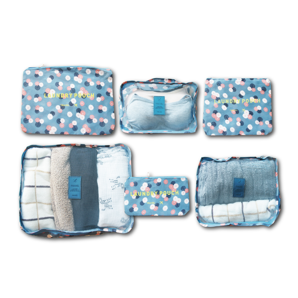 Travel Season Travel Bag printing 6pcs Blue Flower, , large