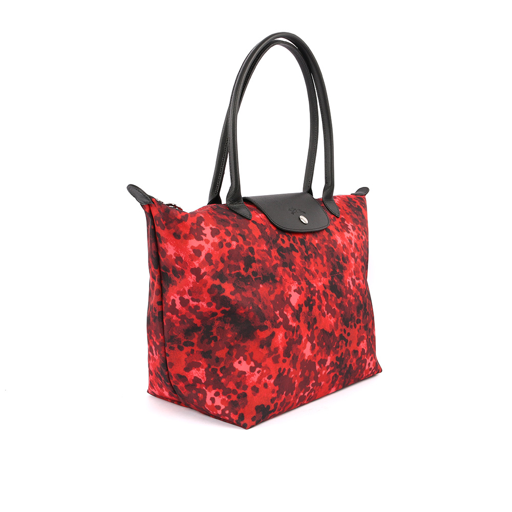 LONGCHAMP Le Pliage Neo 號長把迷彩厚款尼龍肩背包/紅色迷彩, , large