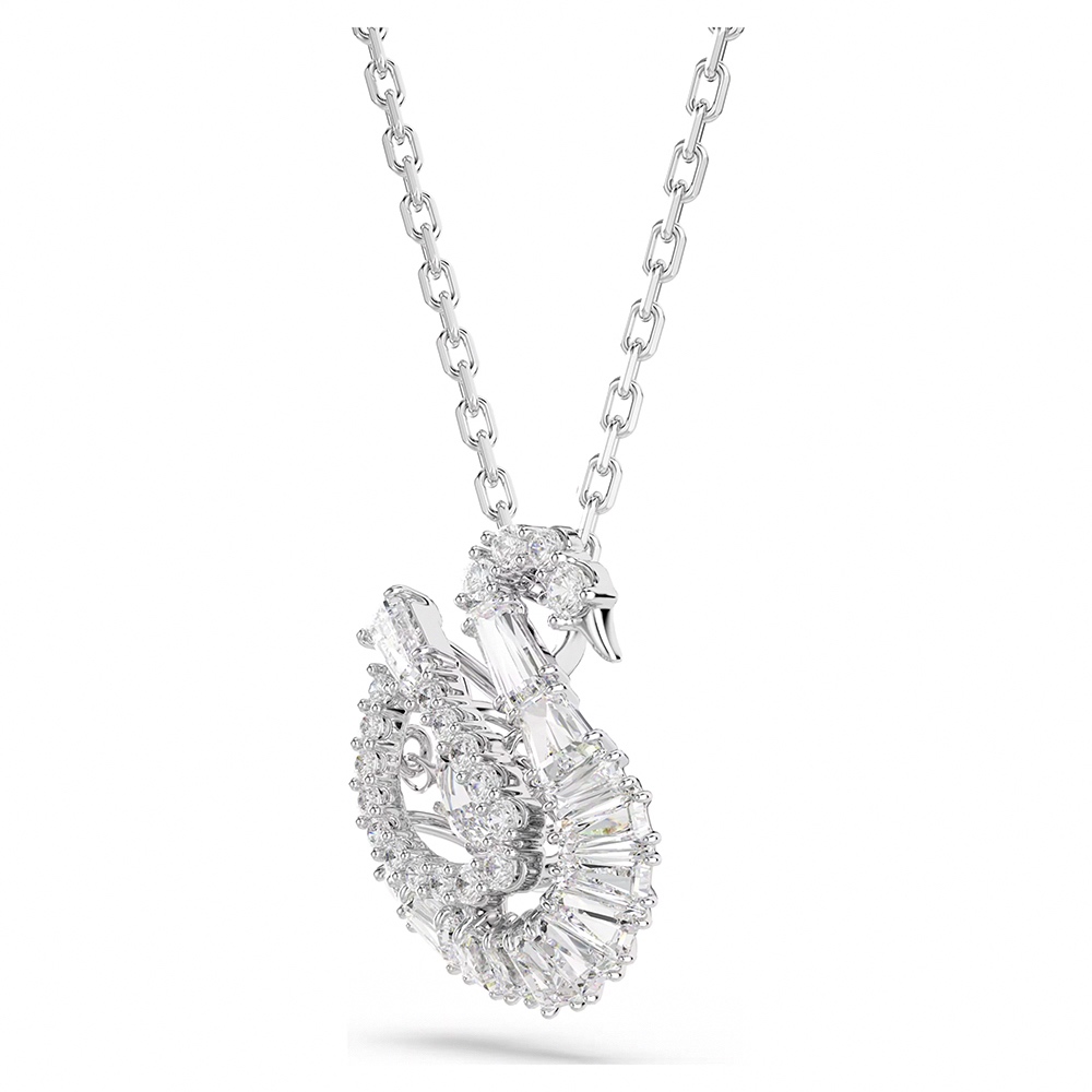 SWAROVSKI 施華洛世奇 Swan 天鵝優雅律動 白色水晶項鍊(5732412), , large