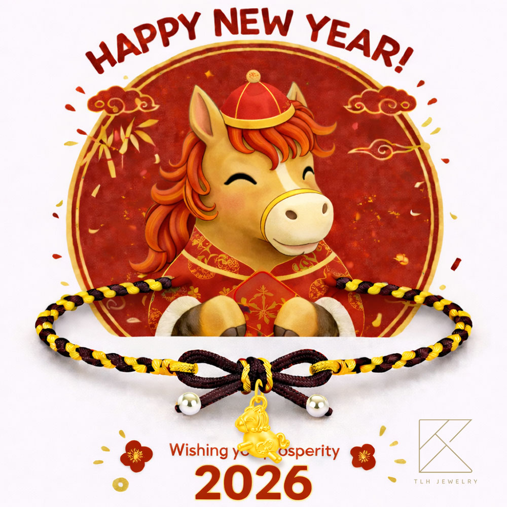 【TLH】黃金墜編織蝴蝶結手繩 純金999 喵守財 &times; 馬上有錢 約重0.07錢&plusmn;0.02 隨機贈送馬年御守 (馬年 過年 送禮), , large