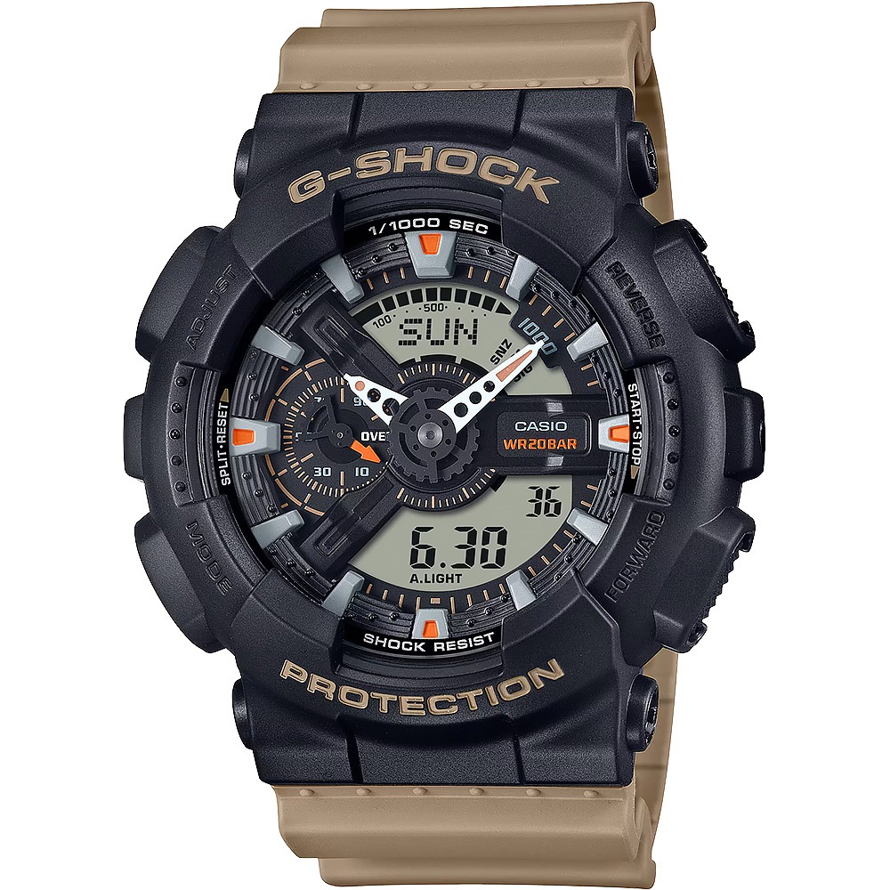 CASIO 卡西歐 G-SHOCK 經典配色雙顯運動手錶 GA-110TU-1A5, , large