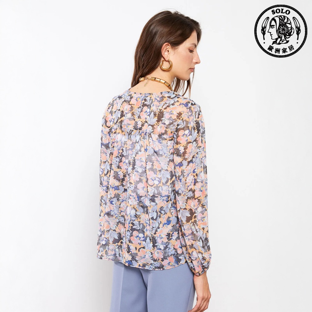 【SOLO Vintage】LCW Women's Flower Shirt Long Sleeve Blouse Made in Turkey 40, , large