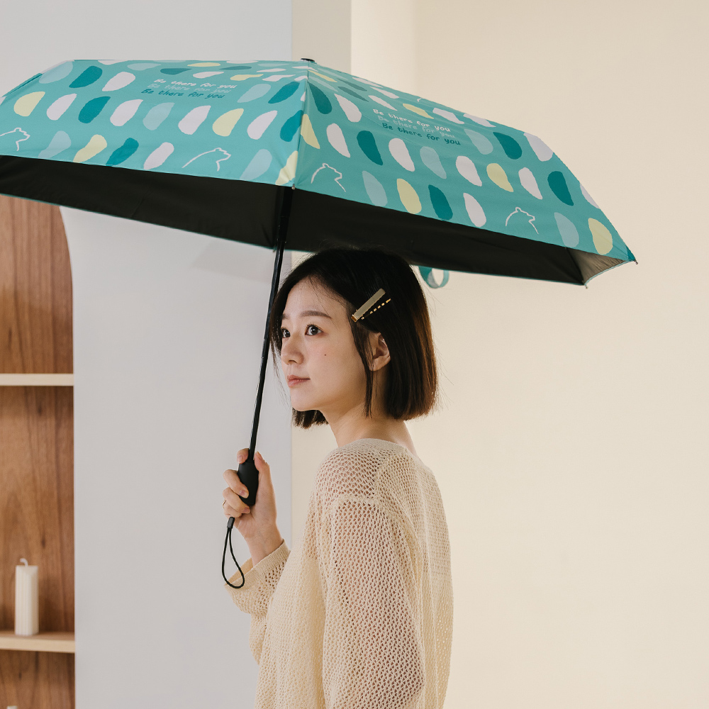 【rento】UV Protection Automatic Umbrella with Black Coating – Half Circle, , large