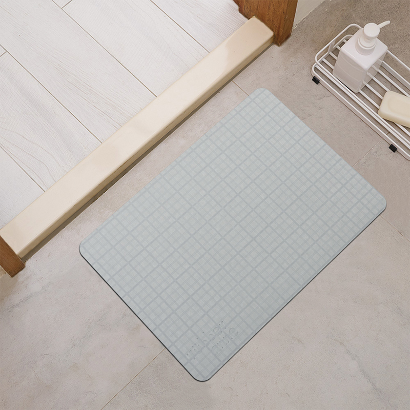 【Monster】 Soft Diatomaceous Earth Absorbent Mat (45x30cm) – Gray Plaid, , large