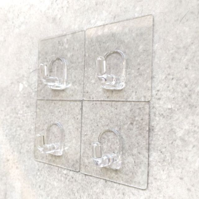 [熊好貼國際]正方小掛勾（4入一組，每片獨立）吊掛好幫手 免鑽 免打洞 無痕掛勾  凹凸、紋路牆面可貼(超黏)掛鉤, , large