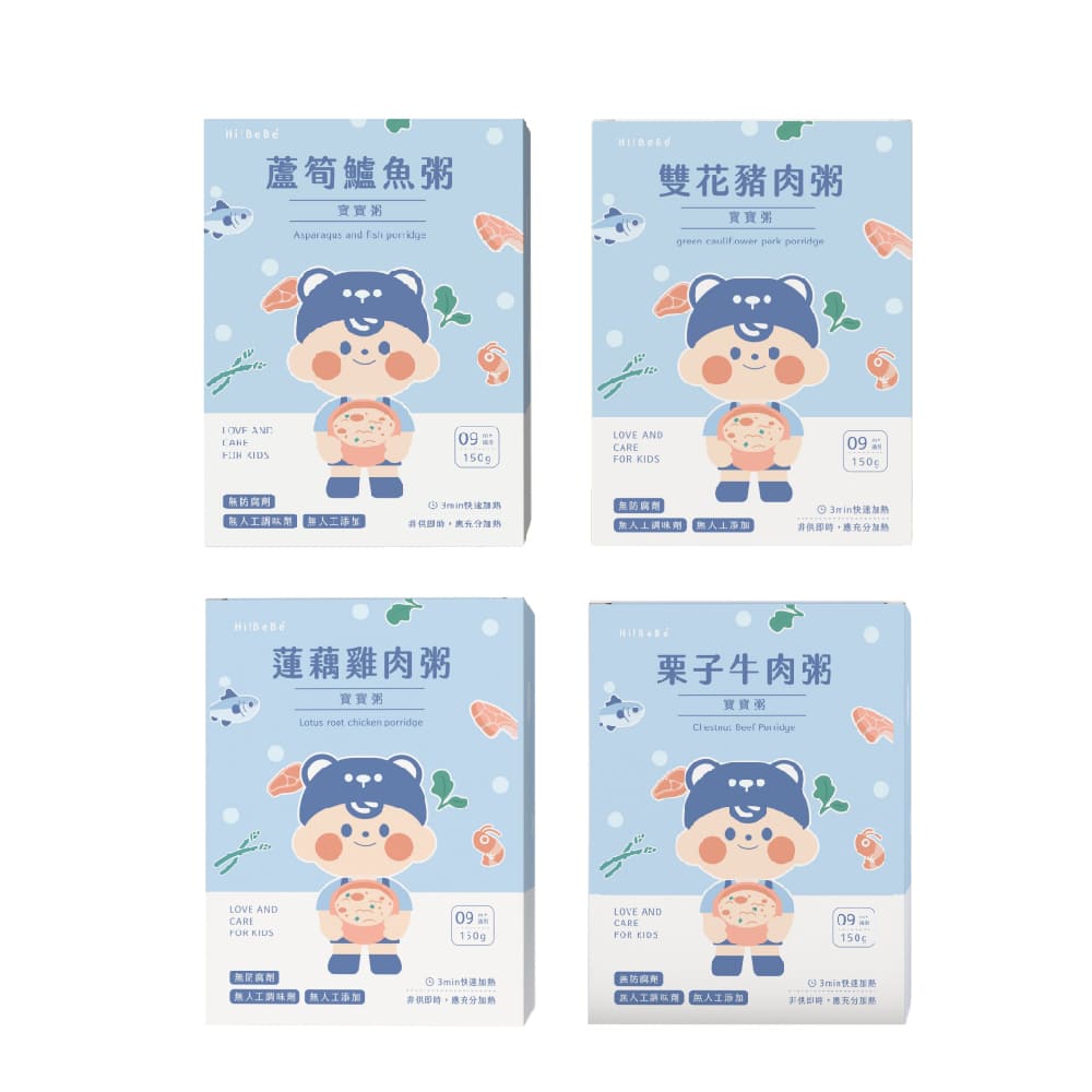 【Hibebe】常溫大寶寶粥系列 雙花豬肉 蓮藕雞肉 栗子牛肉 蘆筍鱸魚（1盒四入）, , large