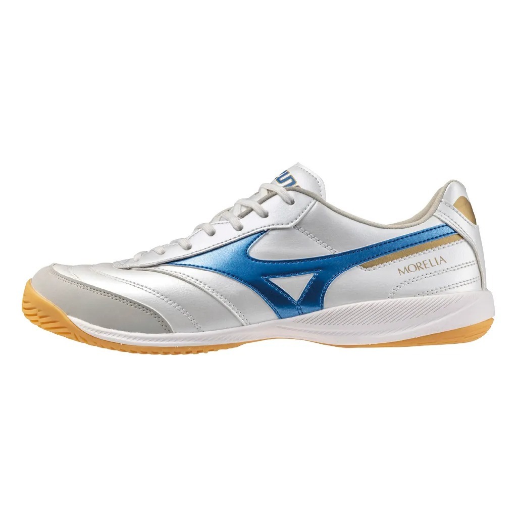 [秉宸] MIZUNO Morelia Sala Pro 足球平底鞋 白藍 2E楦 室內 五人制 Q1GA241325, , large